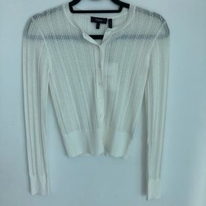 Theory white button down cardigan sweater